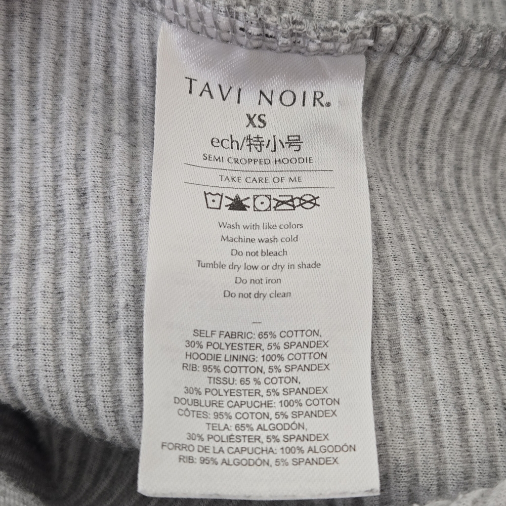 Tavi Noir Semi Cropped Hoodie Womens XS Gray Ribbed Velvet Lounge Athleisure - Picture 12 of 16